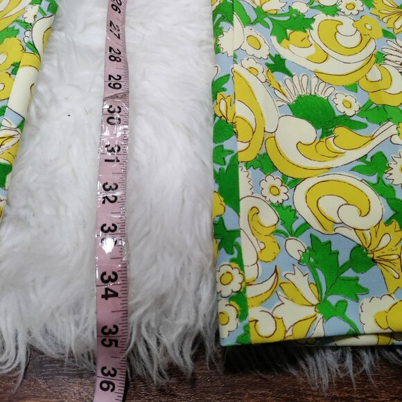 ZARA Retro 70s Green Yellow Paisley Print High Waist Pants Women's Size Medium - Picture 14 of 15